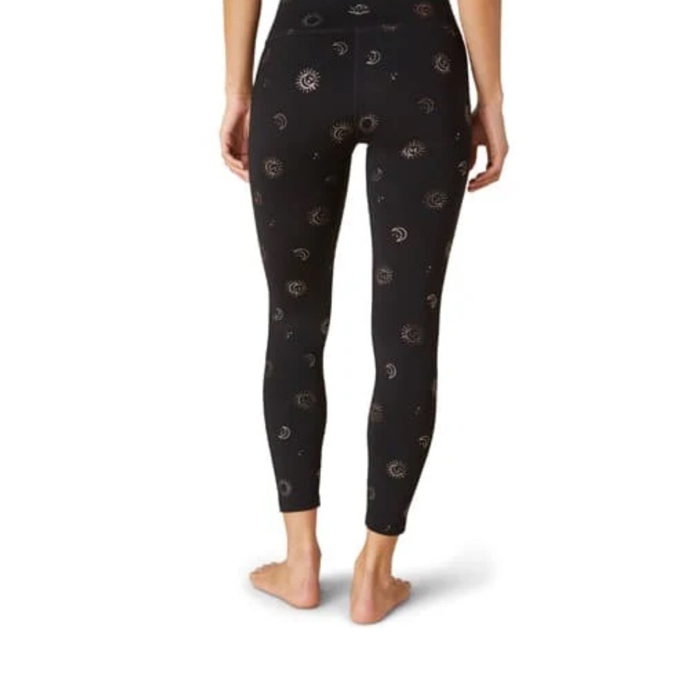 Beyond Yoga Black Leggings with Rose Gold Celestial Design